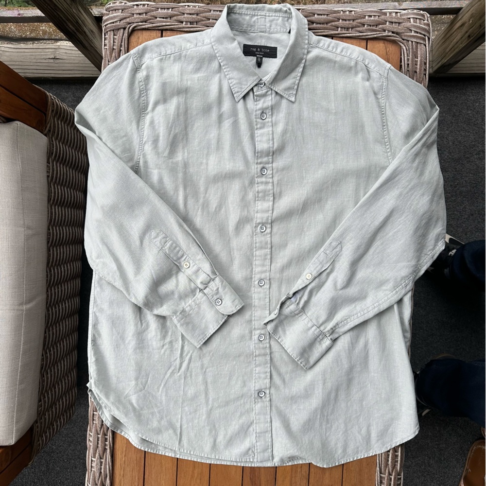 Rag & Bone Men's Gray Casual Button-Down Shirt XL